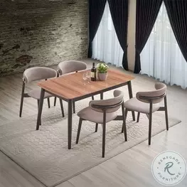 Lanae Natural and Black Extendable Rectangular Dining Room Set