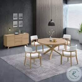 Kasem Oak Round Dining Room Set