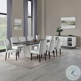 Carena White and Walnut Extendable Rectangular Dining Room Set