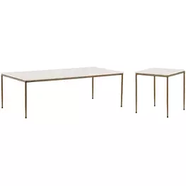 Perugia White and Antique Brass Occasional Table Set
