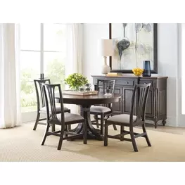 Bromefield Bridgetown Black and Heritage Maple Oval Extendable Dining Room Set