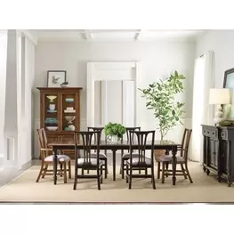 Nicholas Bridgetown Black and Heritage Maple Rectangular Extendable Dining Room Set
