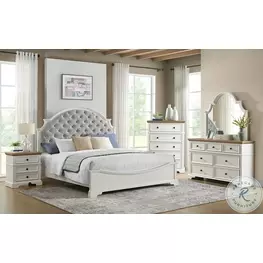 Ulysses Off White And Light Grey Upholstered Panel Bedroom Set