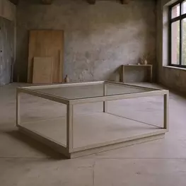 Glaze Bezel Square Glass Top Occassional Table Set