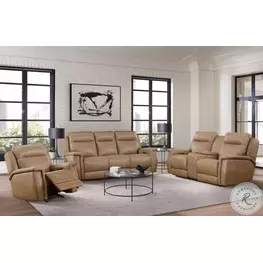 FinesseCraft Saddle Leather Zero Gravity Power Reclining Living Room Set with Power Headrest and USB Charging