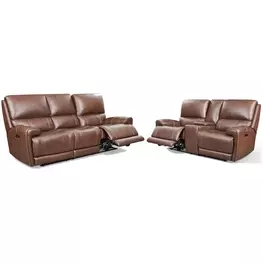 Highland Brown Coffee Zero Gravity Power Reclining Living Room Set with Power Headrest and USB Charging
