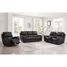Bella Verona Black Leather Zero Gravity Power Reclining Living Room Set