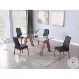 Esther Clear Glass And Walnut Extendable Dining Room Set