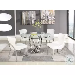 Evelyn Clear Glass And Polished Stainless Steel Dining Room Set