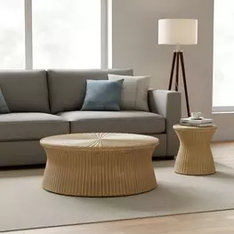Solaris Natural Round Occasional Table Set