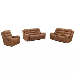 Napa Wrangler Clay Leather Triple Reclining Living Room Set