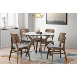 Oscar Walnut Round Glass Dining Room Set