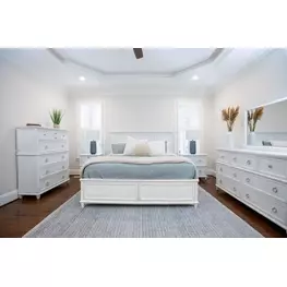 Coastal Point Fresh White and Soft Grey Glaze Bedroom Set