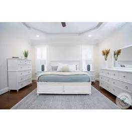Coastal Point Fresh White and Soft Grey Glaze Bedroom Set