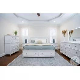 Coastal Point Fresh White and Soft Grey Glaze Storage Bedroom Set