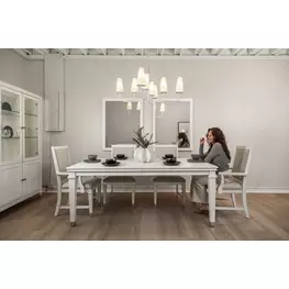 Point Breeze Fresh White and Soft Gray Glaze Extendable Rectangular Dining Room Set