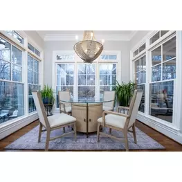 Rio Vista Muted Earth Tones and Clay Round Glass Top Dining Room Set
