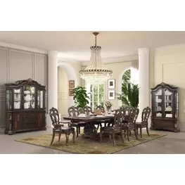 Leovanni Dark Brown Extendable Rectangular Dining Room Set