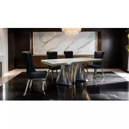 Basilicata Chrome 79" Rectangular Dining Room Set
