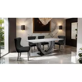 Portanova Silver Rectangular Dining Room Set