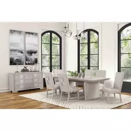 Argenthart Light Gray Extendable Rectangular Glass Top Dining Room Set