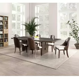 Morden Dark Walnut Extendable Rectangular Dining Room Set