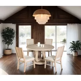 Orbetello Distressed Natural Round Dining Room Set