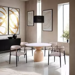 Neasden Natural and White 47" Round Dining Room Set