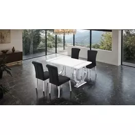 Holstebro Silver and White 60" Rectangular Dining Room Set