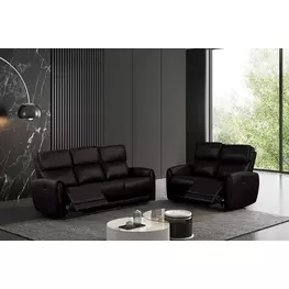 Schlieren Black Power Reclining Living Room Set with USB Charging
