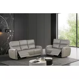 Schlieren Gray Power Reclining Living Room Set with USB Charging