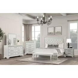 Stella Mia Creamy White Upholstered Panel Bedroom Set