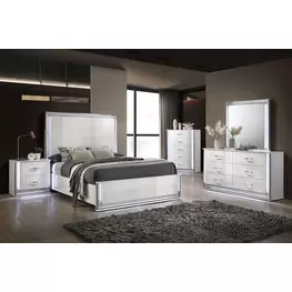 Hazeline White Panel Bedroom Set with LED
