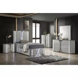 Cleburne Light Gray Youth Panel Bedroom Set with LED