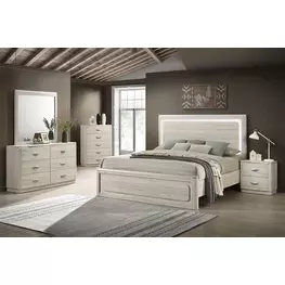 Farsund Dusty Gray Panel Bedroom Set with LED
