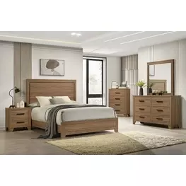 Panelli Walnut Panel Bedroom Set