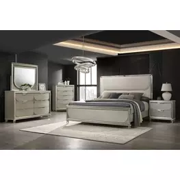 Sheridan Dark Walnut and White Panel Bedroom Set with LED Light
