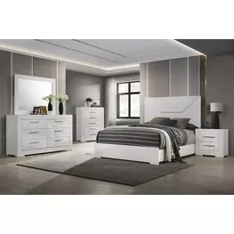 Whitby White Panel Bedroom Set with LED Light