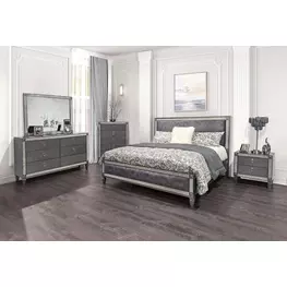 Lyanne Gray Upholstered Panel Bedroom Set
