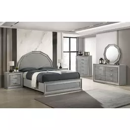 Cassiopeia Metallic Gray Panel Bedroom Set with LED Light