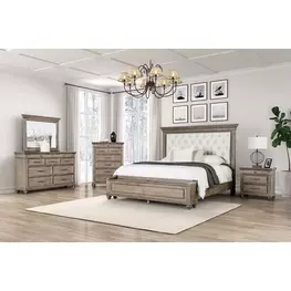 Philomath Aged Oak Upholstered Storage Panel Bedroom Set