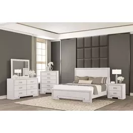 Basilone Rustic White Panel Bedroom Set