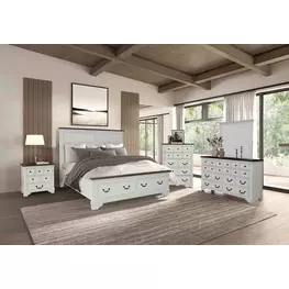 Hampstead White and Dark Brown Storage Panel Bedroom Set