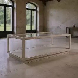 Glaze Bezel Rectangular Glass Top Occassional Table Set