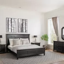 Trento Distressed Black Panel Bedroom Set