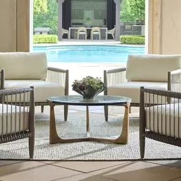 Riverton Antique Brass Outdoor Occasional Table Set