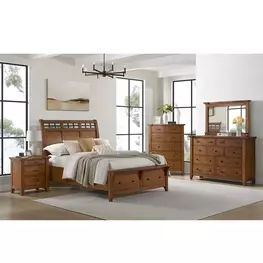 Joseph Chestnut Sleigh Storage Bedroom Set