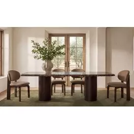 Daphne Dark Emperador Rectangular Marble Top Dining Room Set