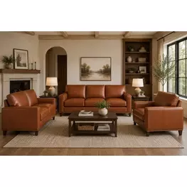 Halwyn Nutmeg Leather Living Room Set
