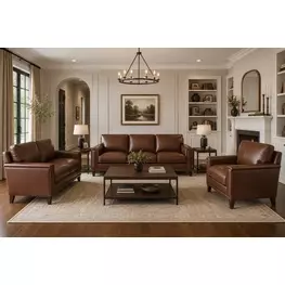 Halwyn Pecan Leather Living Room Set